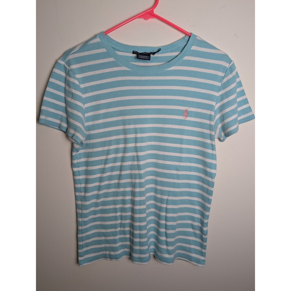 Ralph Lauren Sport Women’s Striped Top Embroidered Cotton Knit Tee XL